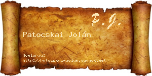 Patocskai Jolán névjegykártya