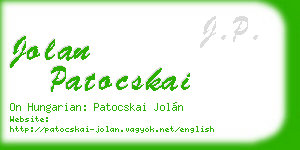 jolan patocskai business card