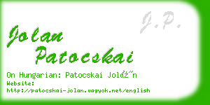 jolan patocskai business card